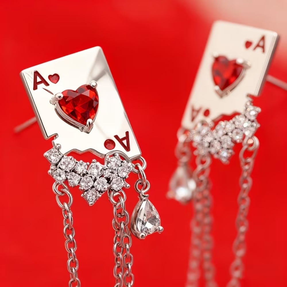NEW! Lucky Ace of Hearts Dangle Earrings. Unique Earrings.❤️ A0-16